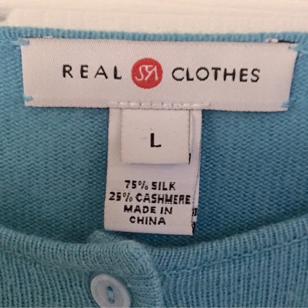 Saks Fifth Avenue Blue Cashmere Cardigan Sweater - Picture 6 of 6